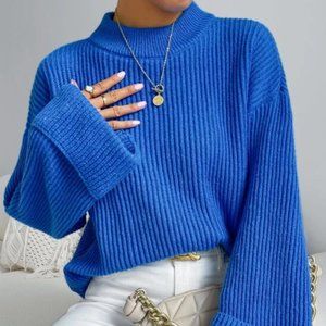 Mock Neck Ribbed Sweater